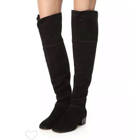 Joie Black Suede Over the Knee Boots Women’s 36.5 / US 6.5 Block Heel Overknee - Picture 1 of 9